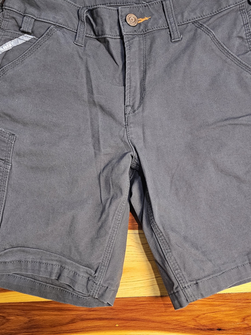 Ariat Rebar Perfect Rise Shorts Gray Utility Stretch Performance Shorts Sz 26